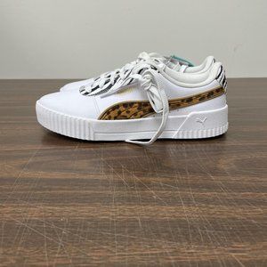 PUMA WOMENS CARINA SNEAKER - WHITE/ANIMAL PRINT